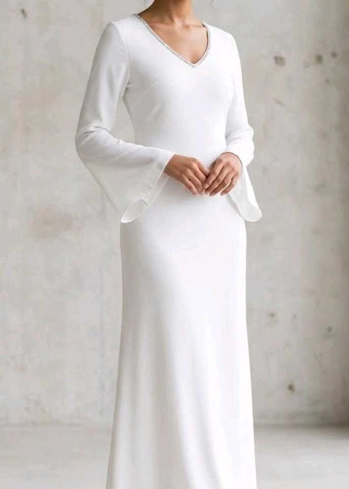 Elegant White Abaya Gown