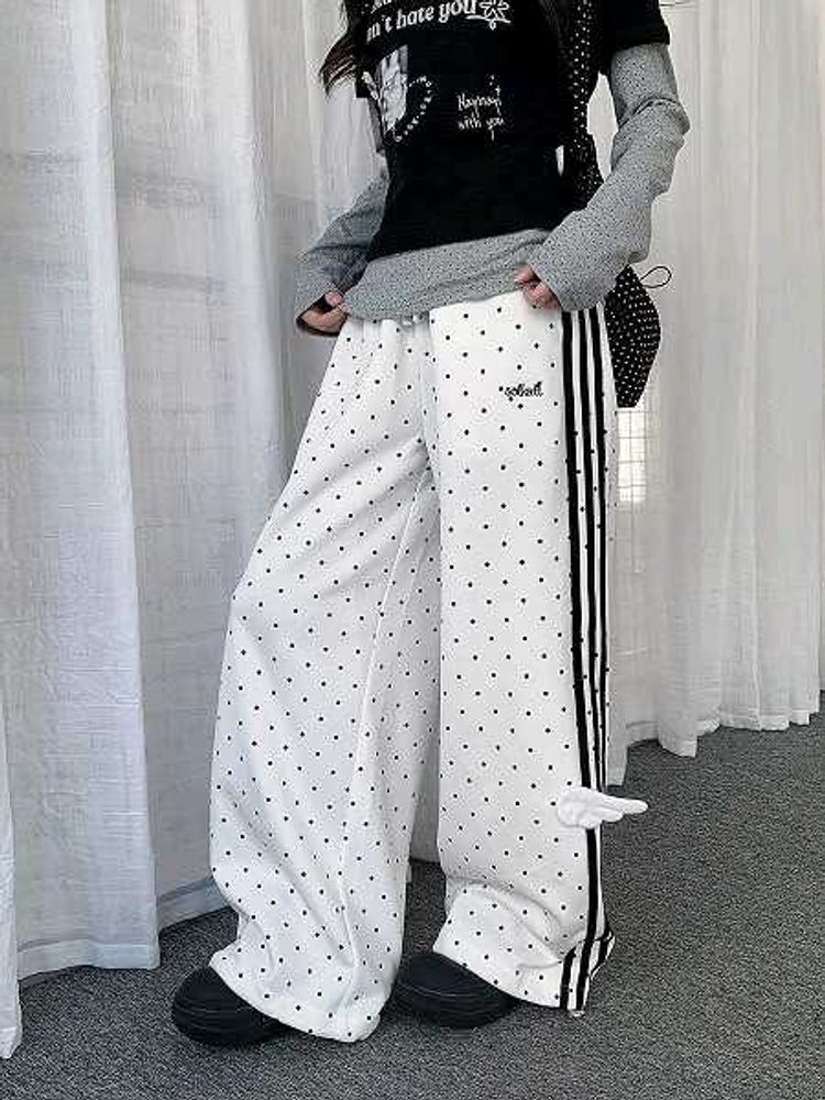 y2k baggy stripe Polka Dot Wide Leg