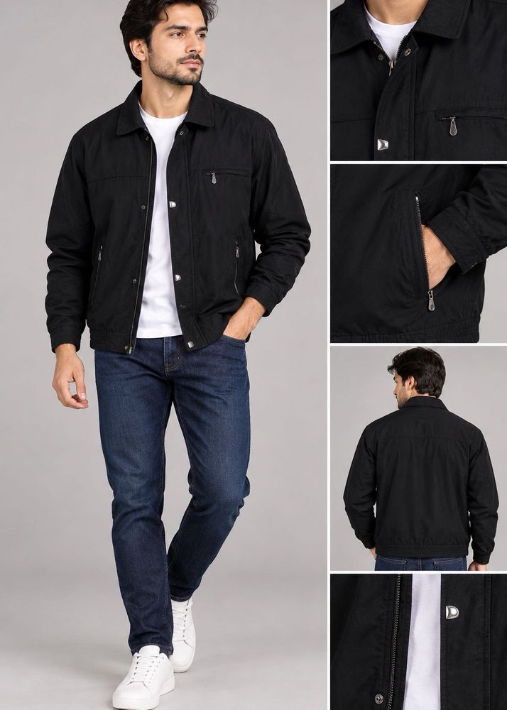 Black Men's suede leather  Jacket