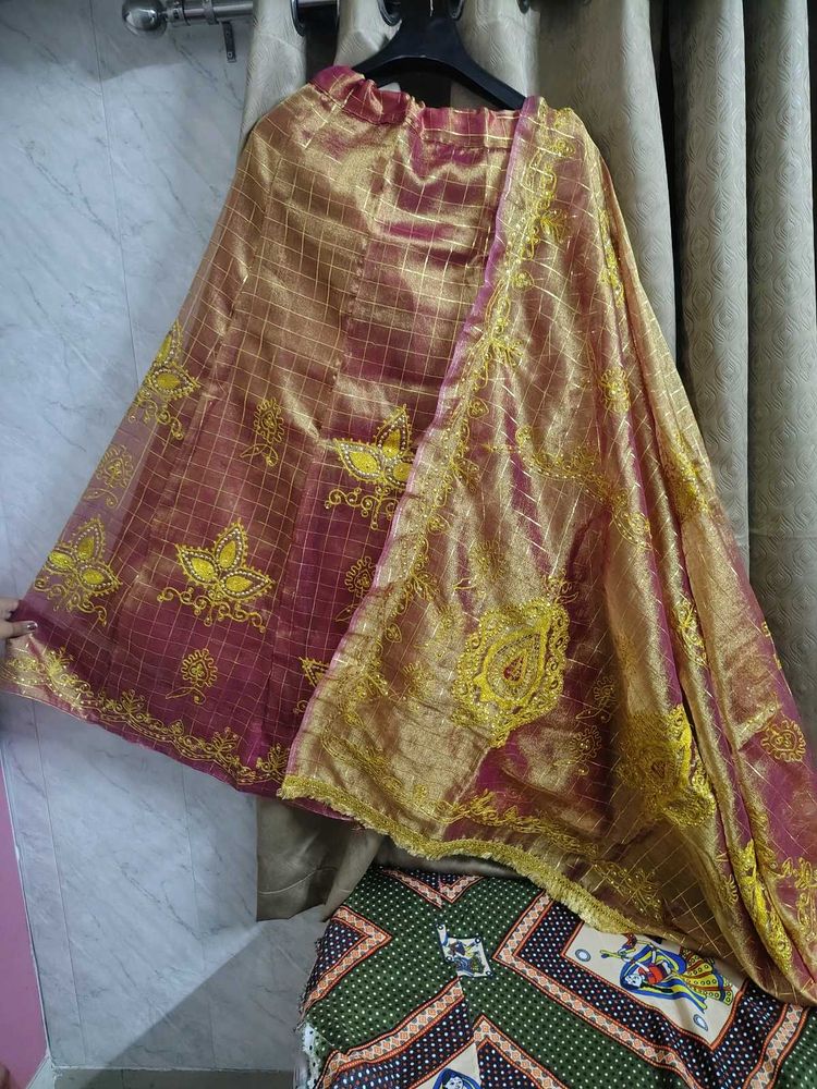 double shade old vintage lehnga