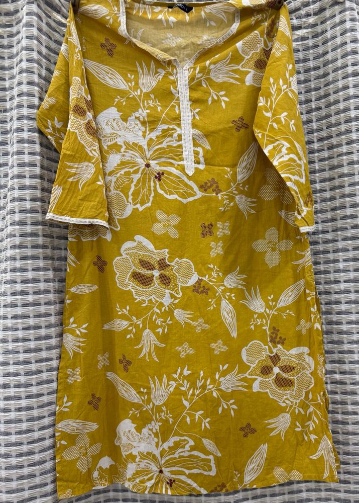 Yellow Floral Print Kurta