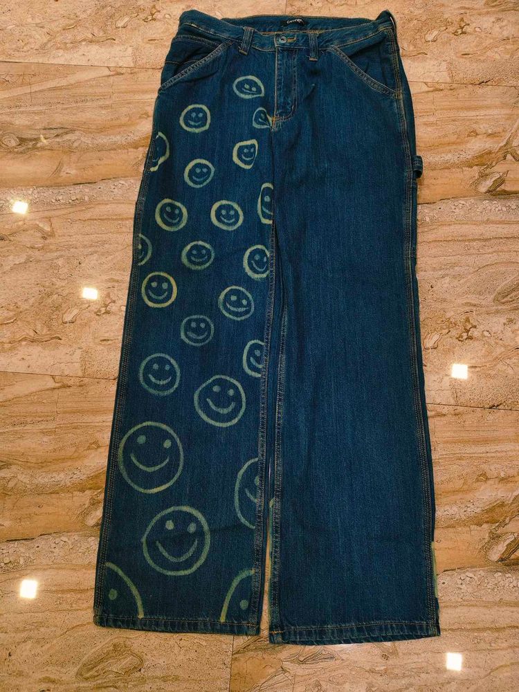 Custom Smiley Face George Denim Jeans