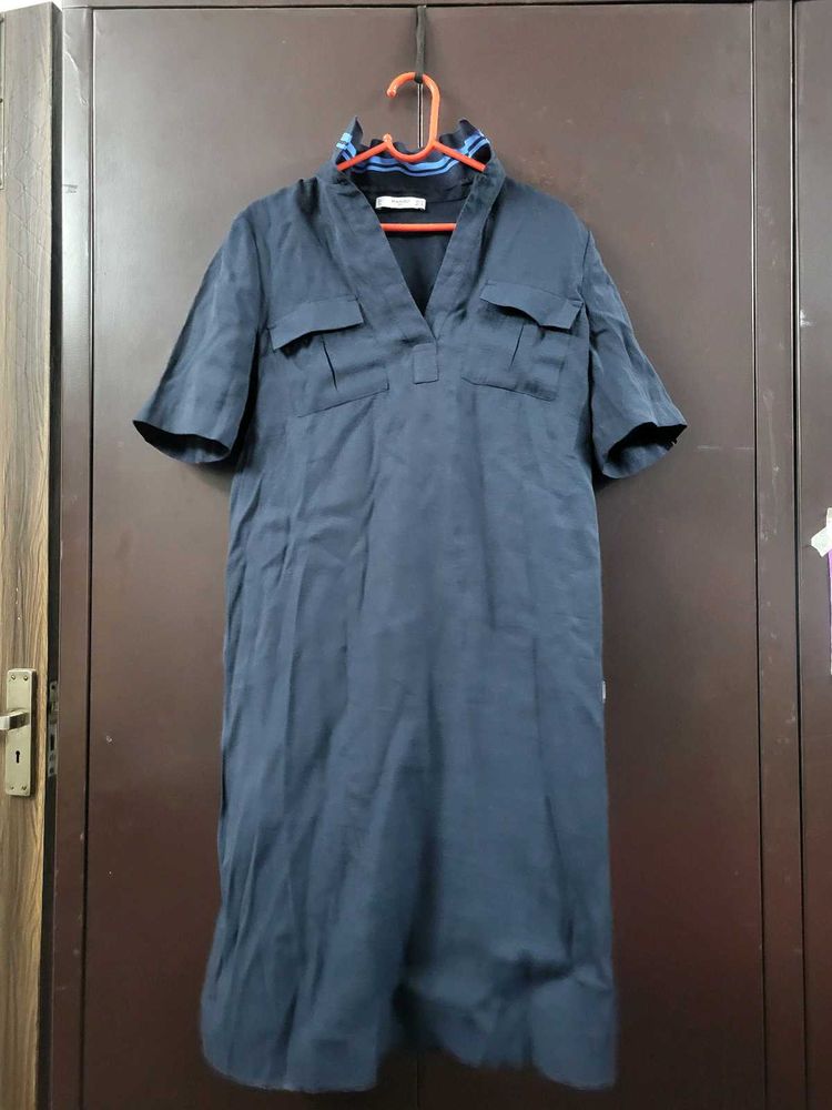 Classic Navy Blue Knee-Length Dress