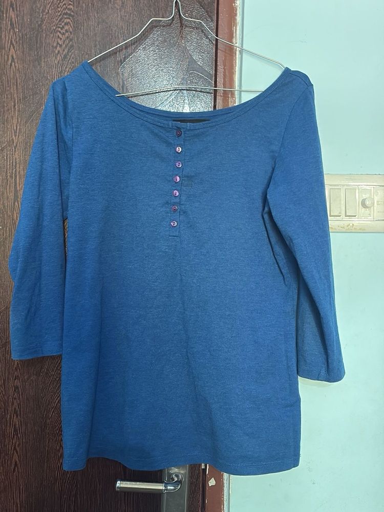 Comfortable Blue Henley Top