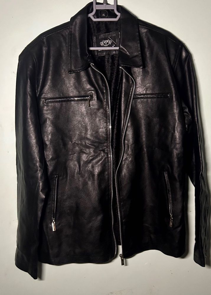 Men's Black Faux Leather Jacket