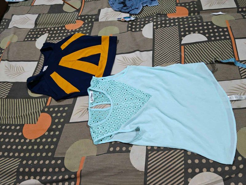 Light Blue Tunic Top and crop t shirt free