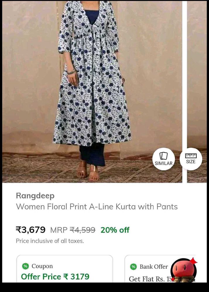 4 sets...Rangdeep Women Floral A-Line Kurta with P