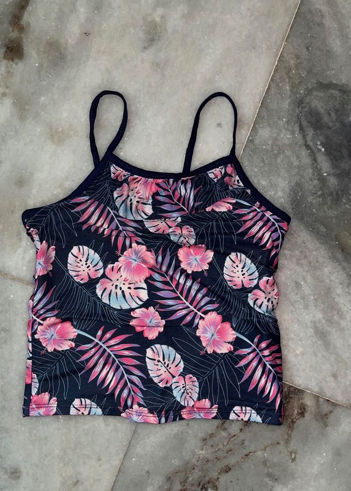 Tropical Print Bikini Top