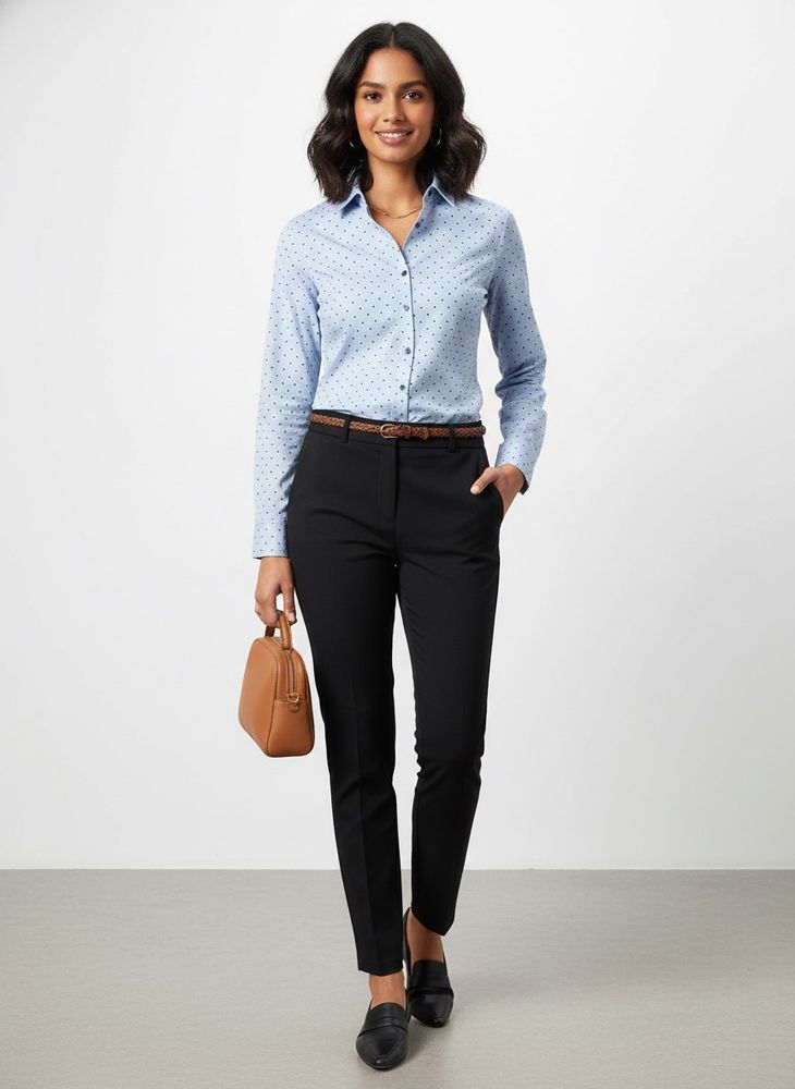 m&amp;s formal Polka Dot Button-Up Shirt