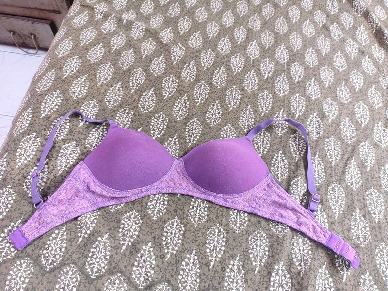 Purple Lace Trim Bra