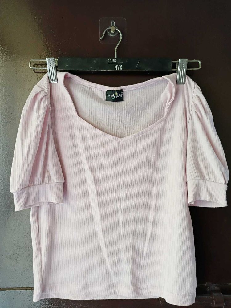 Pink Puff Sleeve Top