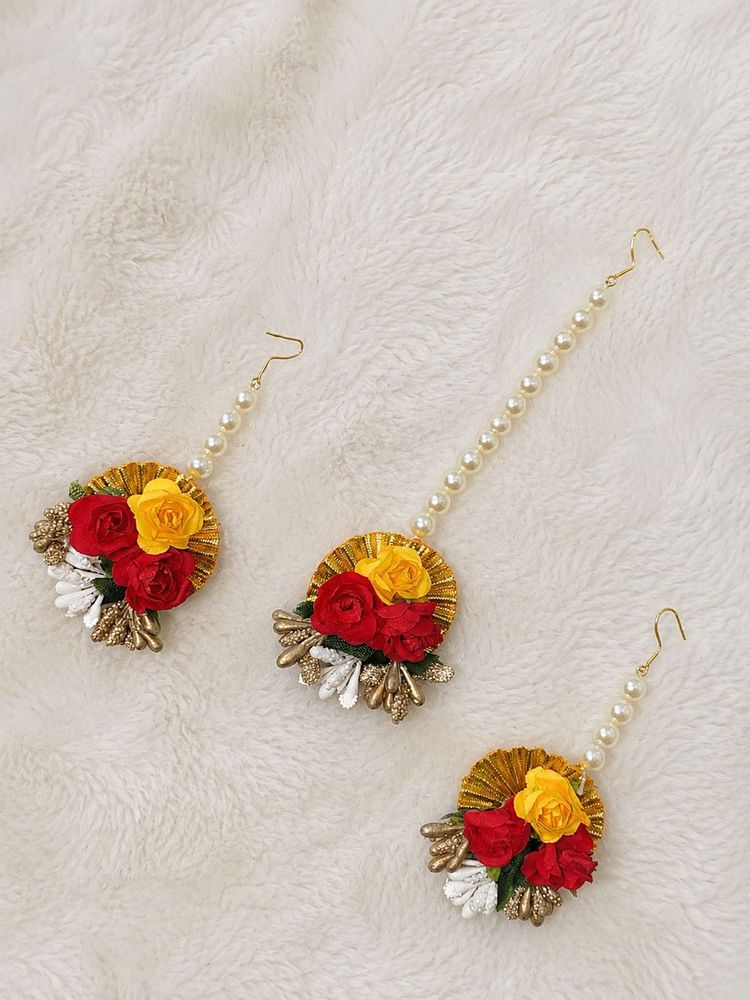 Floral Maang Tikka &amp; Earrings Set