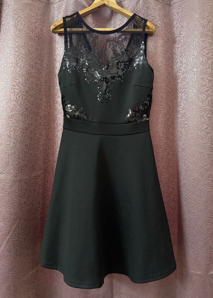 Black Sequin Mesh Party Dress