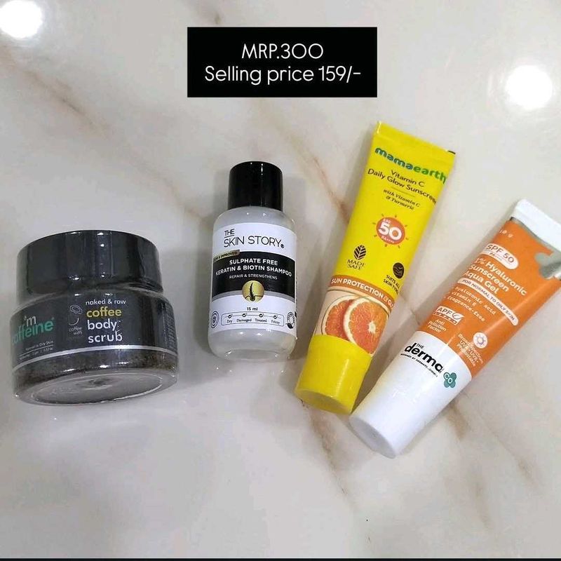 Skincare Bundle: Body Scrub, Shampoo &amp; Sunscreen