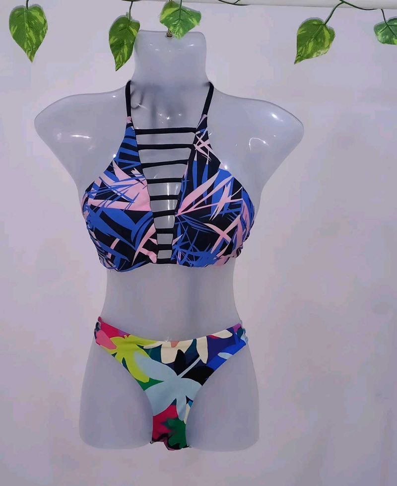 Vibrant Floral Print Bikini Set
