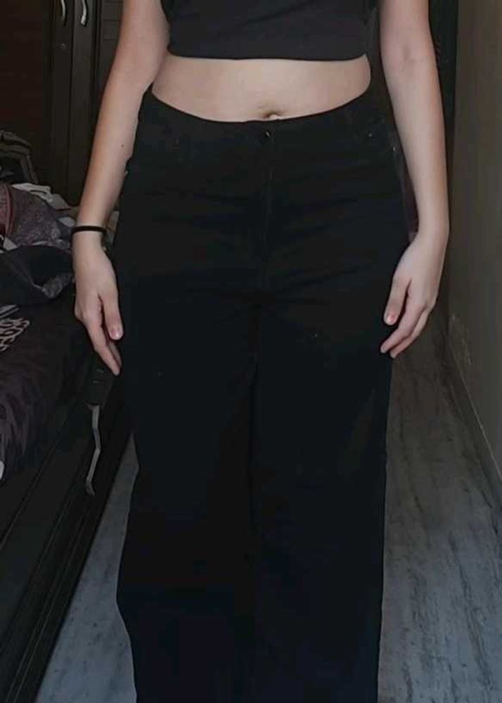 Black Denim Straight fit Pants