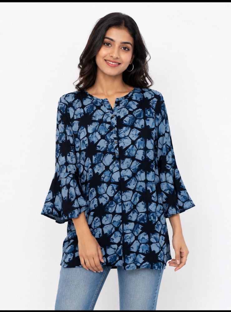 Blue Tie-Dye Bell Sleeve Kurta