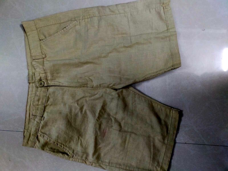 Khaki linen Cargo Shorts h&amp;m