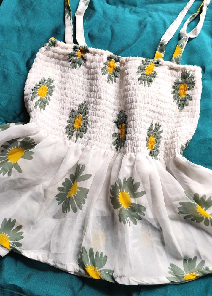 Floral White Crop Top