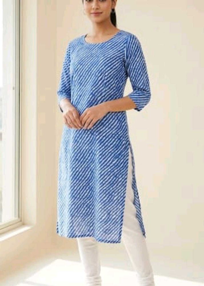 Blue Striped Crepe Kurta