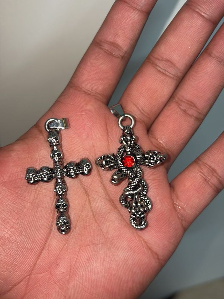 Skull &amp; Snake Cross Pendants