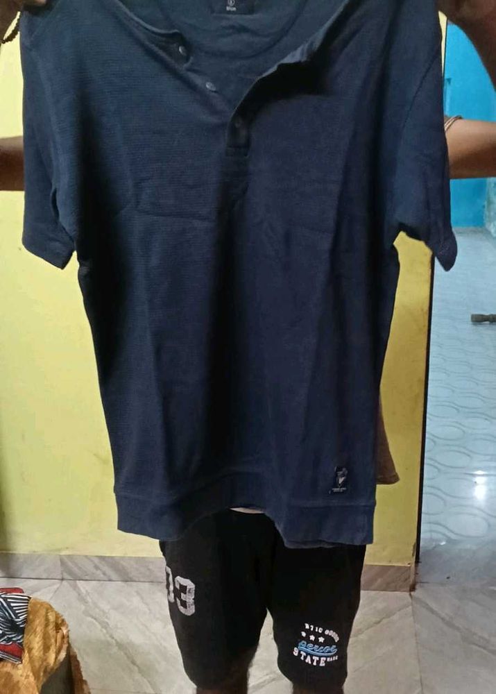 Men's Blue Henley T-Shirt