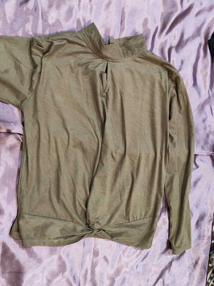 Chic Mock Neck Twist Front Top