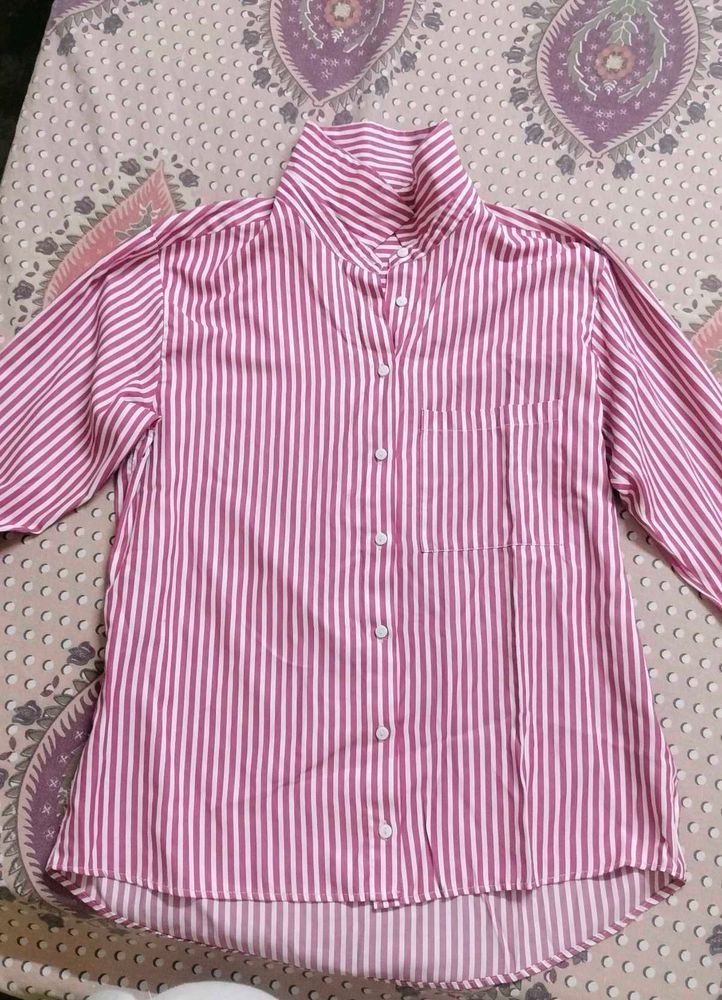 Chic Pink Striped Button-Up Shirt