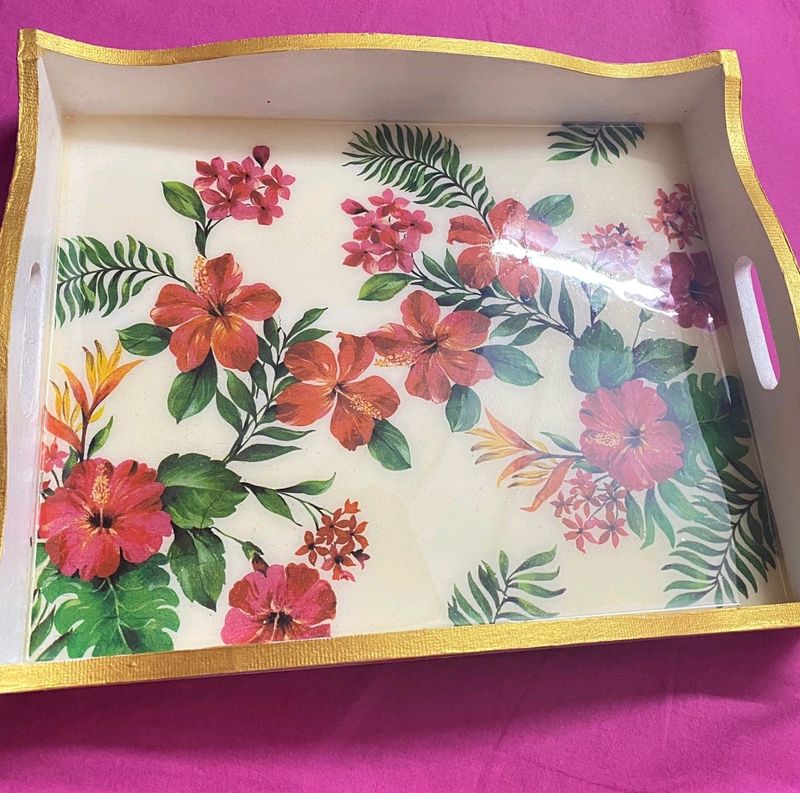 Beautiful Hand Made Decoupage And Resin  Art Tray