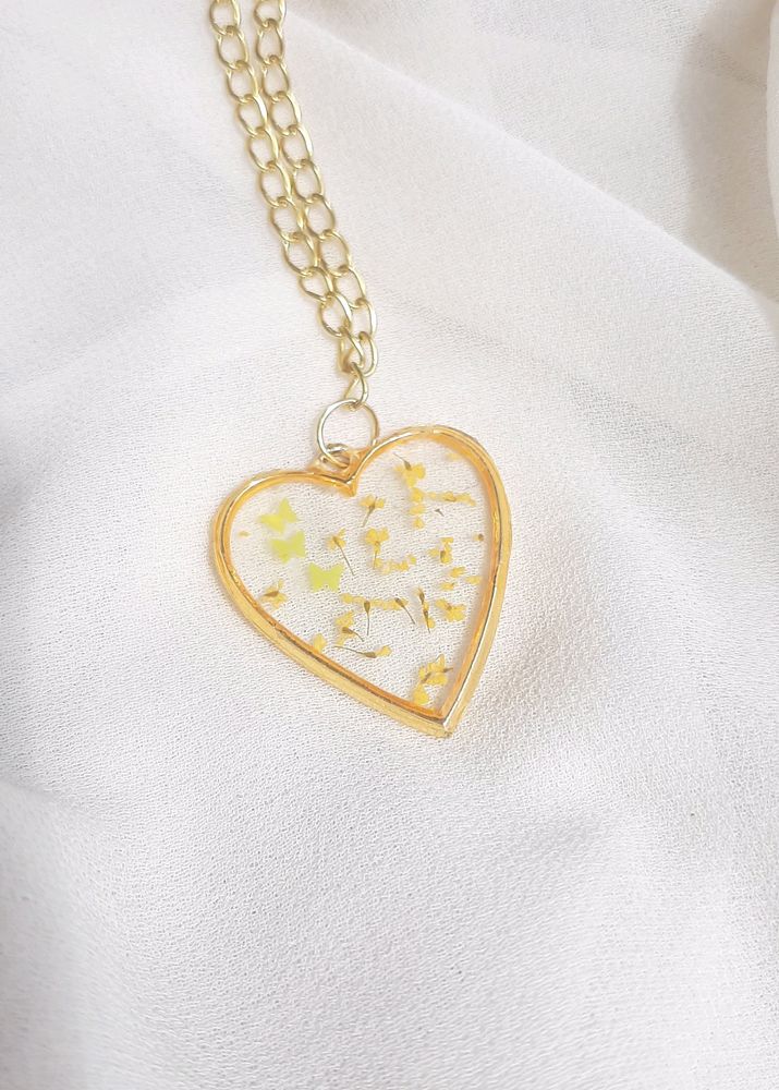 Yellow flower With Butterflies Pendant