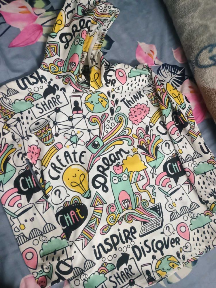 Fun Graphic Print Hoodie