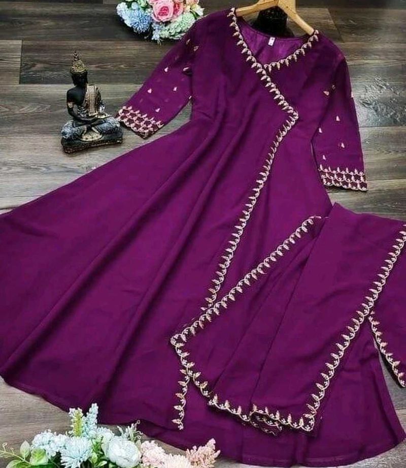 Elegant Purple Embroidered Kurta Set