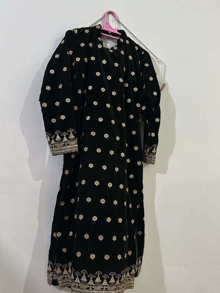Elegant Green Velvet Kurta