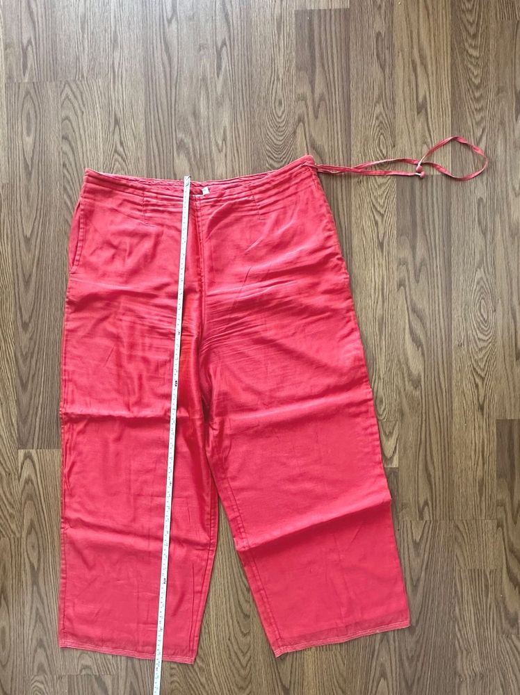Coral Wide Leg Cropped Pants