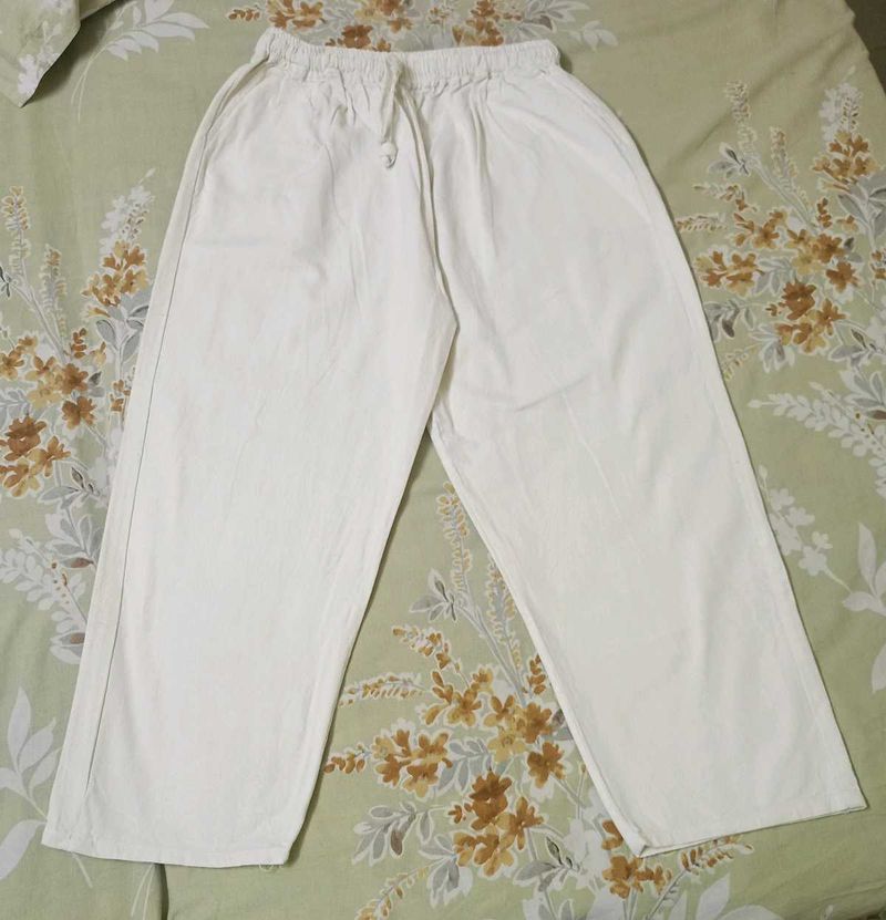 Comfortable creme cotton linen pants