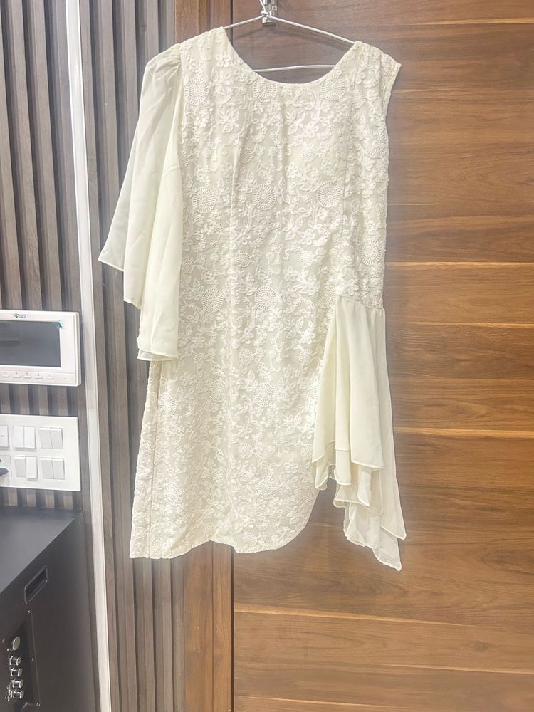 Elegant Off-White Lakhnavi Tunic Top