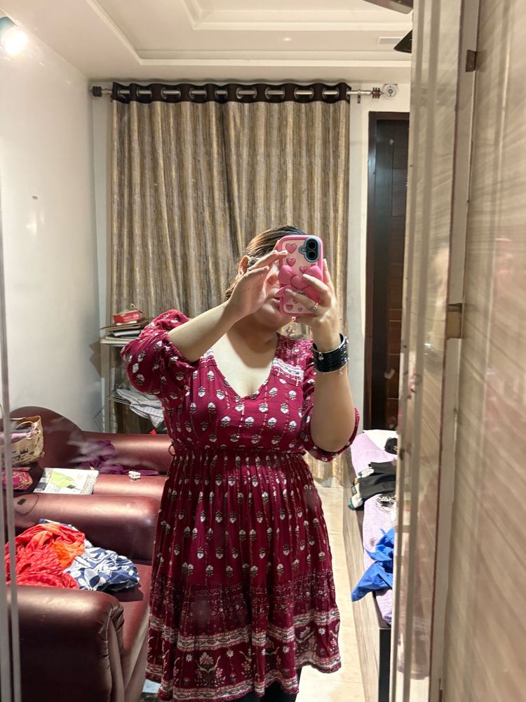 Maroon Printed dress