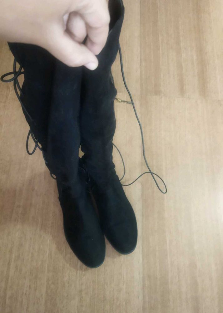Truffle collection Black Thigh High Boots