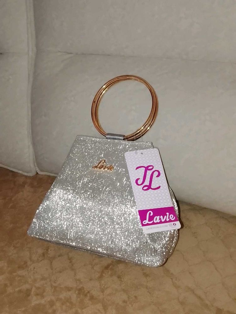 Lavie Silver Glitter Clutch