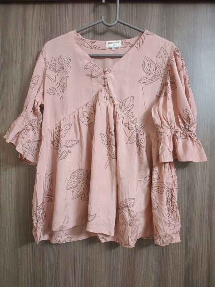 Stylish Pink Floral Print Tunic Top