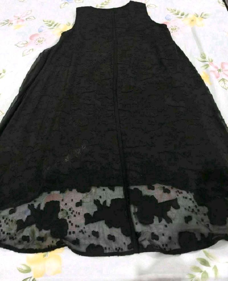 Elegant Black Lace high low dress