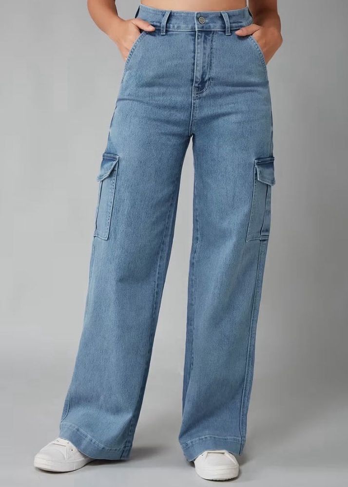 Light Wash Denim Cargo Pants