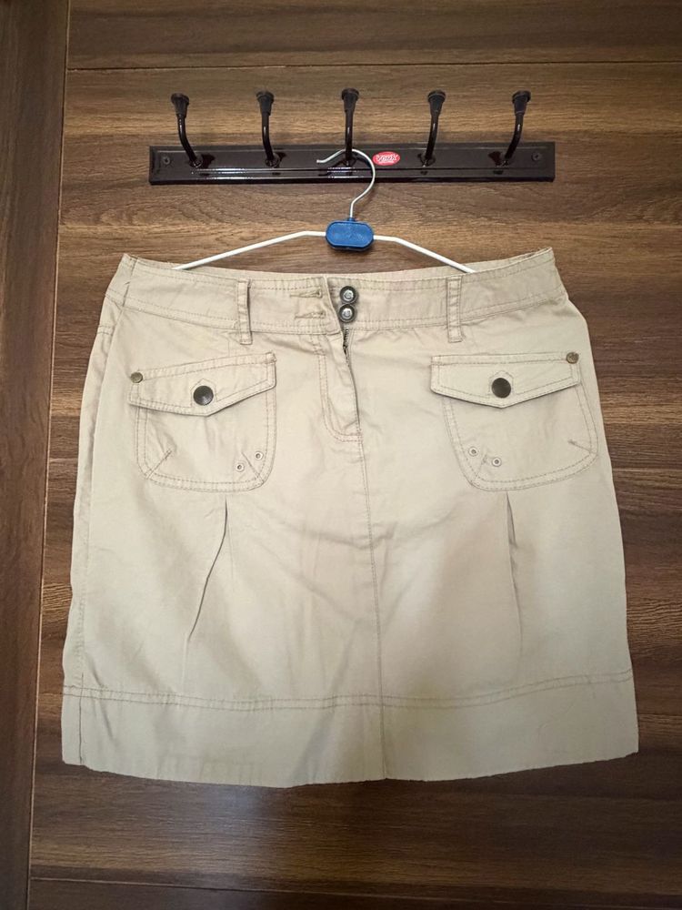 Casual Beige Cargo Skirt