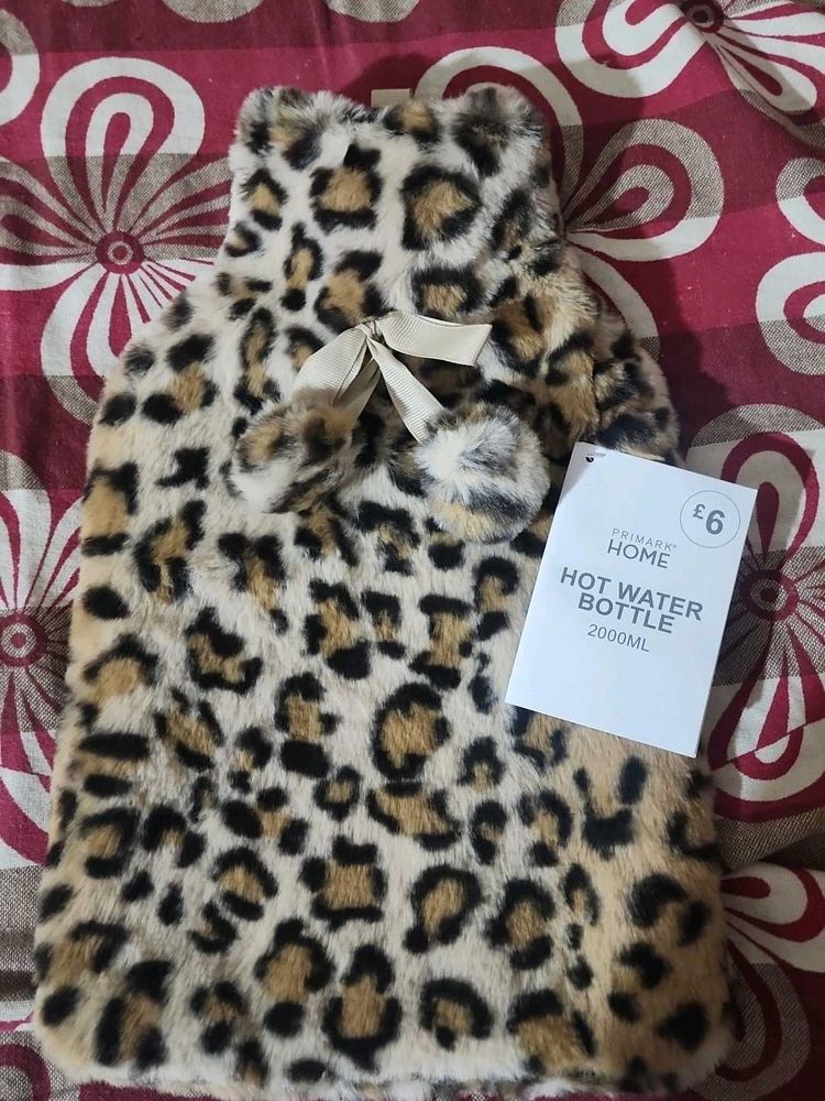 Fuzzy Leopard Print Hot Water Bottle