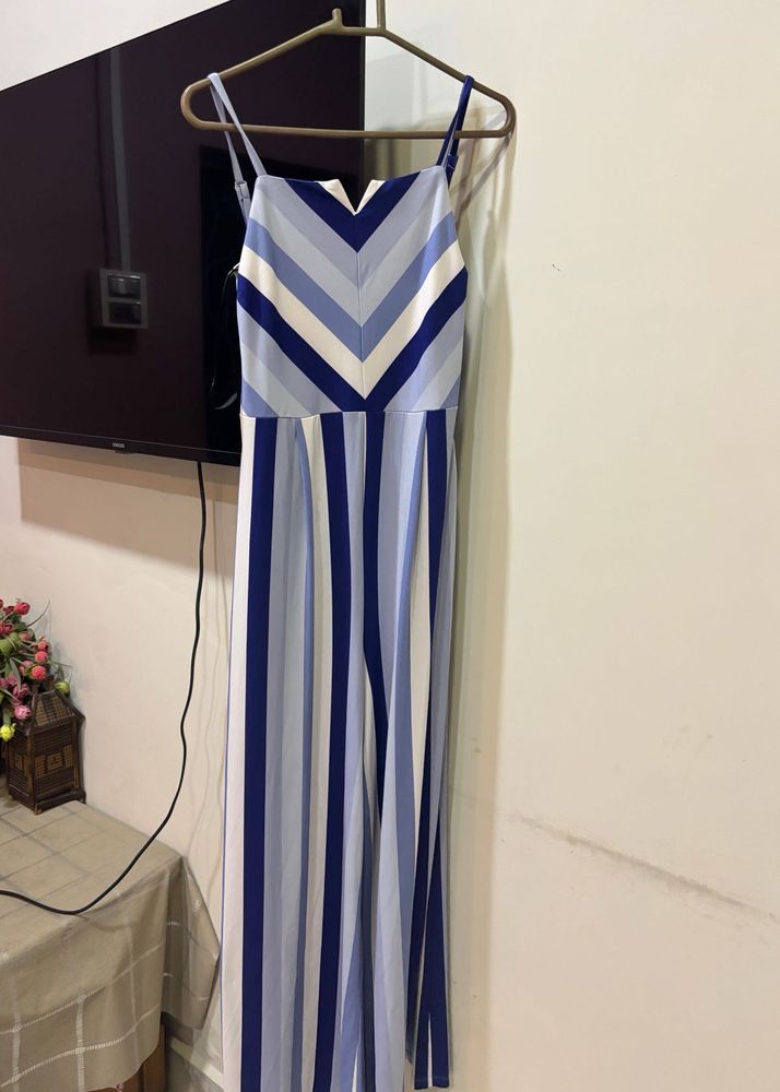 Blue Striped Jumpsuit