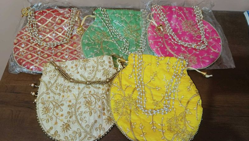 Set of 5 Embroidered Potli Bags