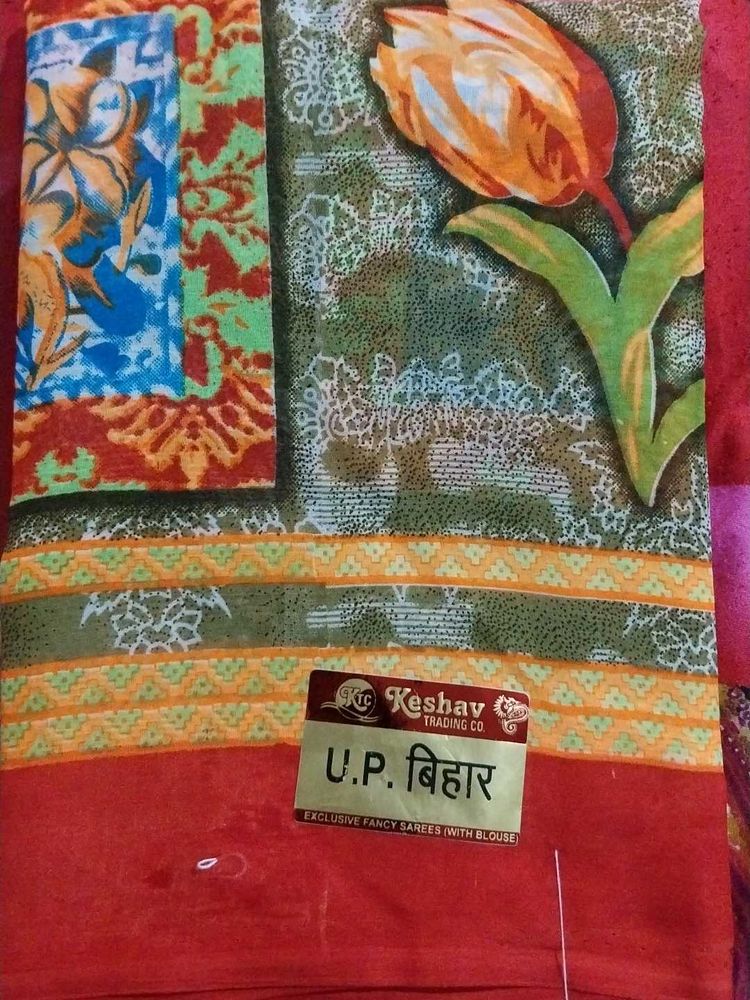 multi color saree with blouse