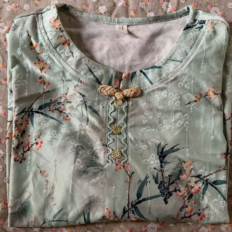 Elegant Light Green Floral blouse