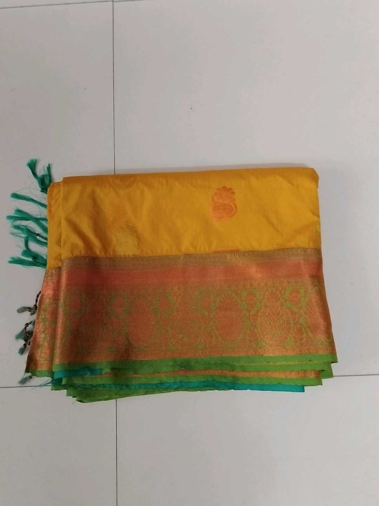 Golden Yellow Soft Silk Saree...