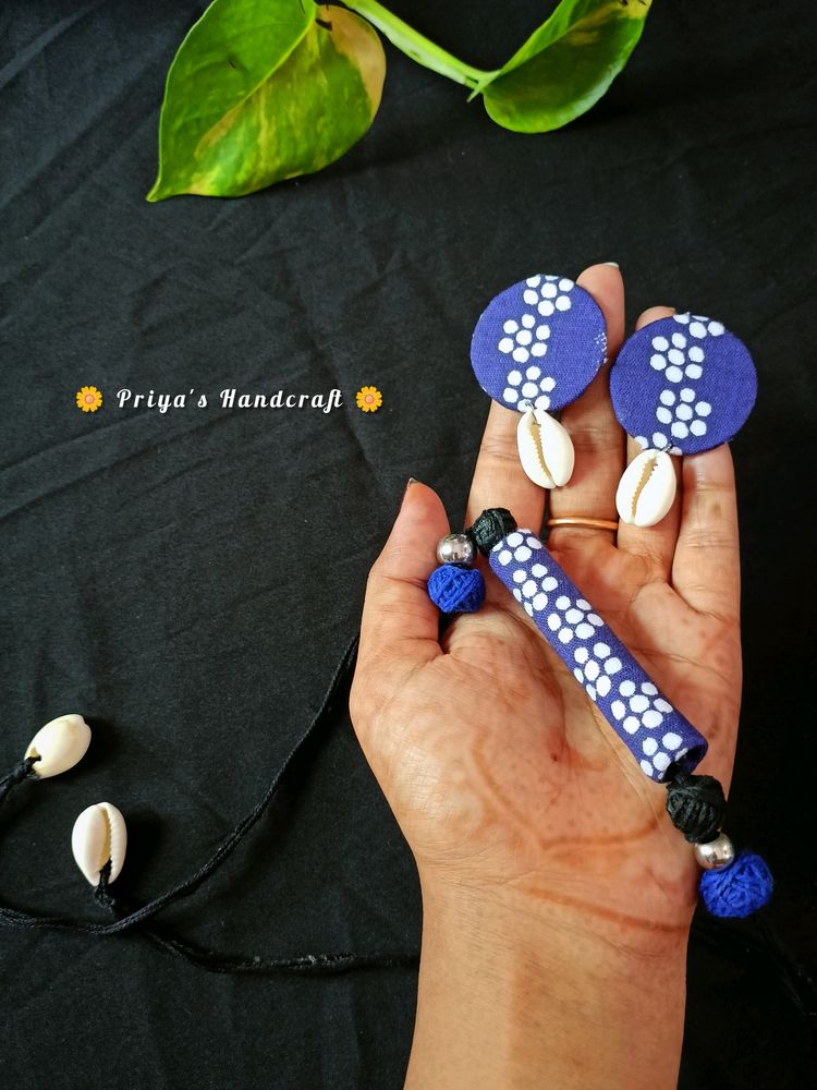 Handmade Fabric White Kori Chokar With Earrings 🌼